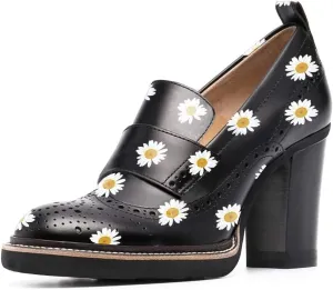YDN Women Chunky High Heels Round Toe Oxford Loafer Size Color Material Customize Available Shoe Size 4-15 US