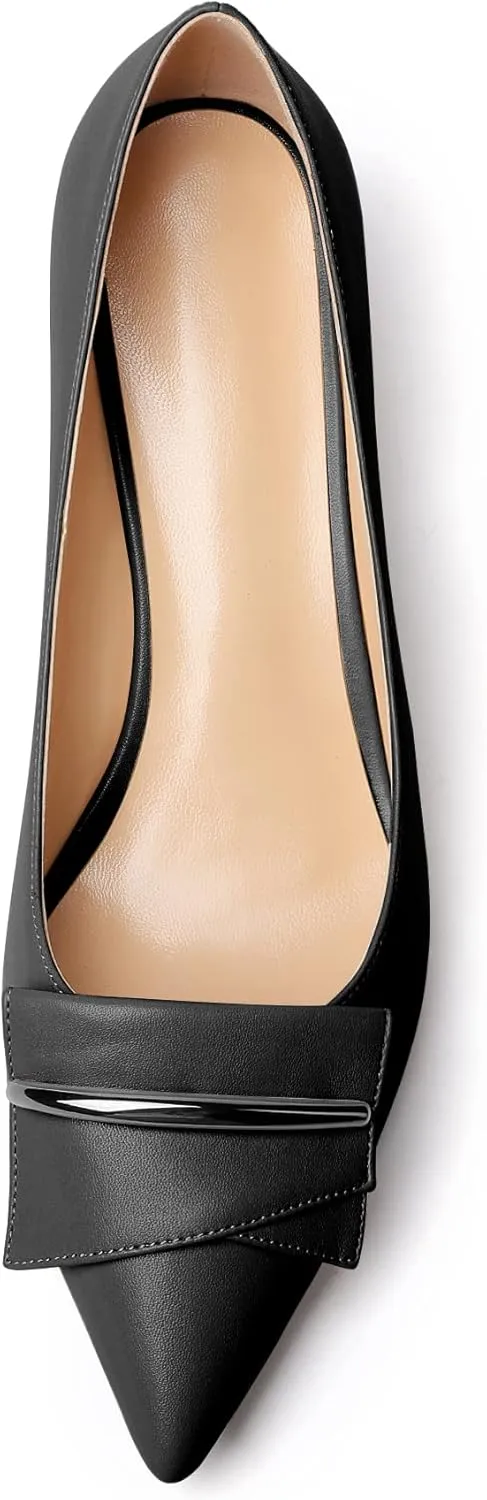 YODEKS Women's Chunky Heel Pumps Low Block Heel Pointed Toe Slip on Dress Pump Shoes for Work Casual Daily Life Party Dress Shoes