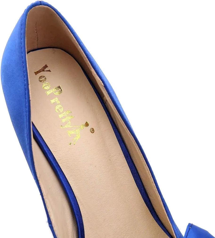 YooPrettyz Women Oversized Bow Wedding High Heels Slip On Satin Evening Bridesmaid Pumps